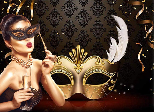 Mardi Gras Mask Backdrop Carnival Photography Backdrop Masquerade Photography Backdrops - Hibrides