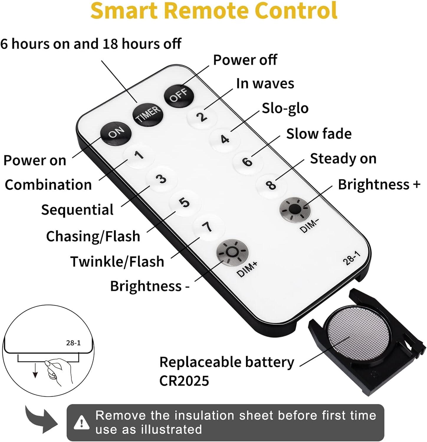 Globe String Lights, 33 Feet 100 Led Fairy Lights Plug in, 8 Modes with Remote Mini Globe Lights for Indoor Outdoor - Hibrides