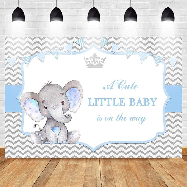 Boy Elephant Baby Shower Backdrop Little Baby Elephant Baby Shower Photography Background - Hibrides