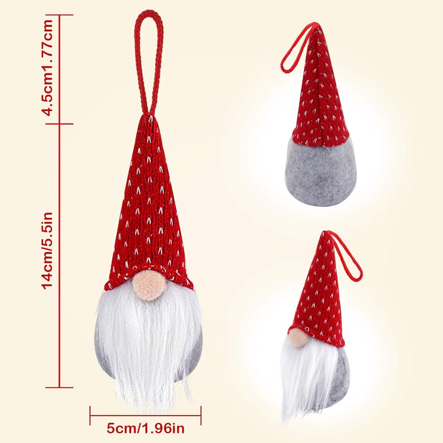 Set of 4 Gnome Christmas Ornaments, Handmade Swedish Gnomes Plush Scandinavian Santa Elf Table Ornaments Christmas Tree - Hibrides