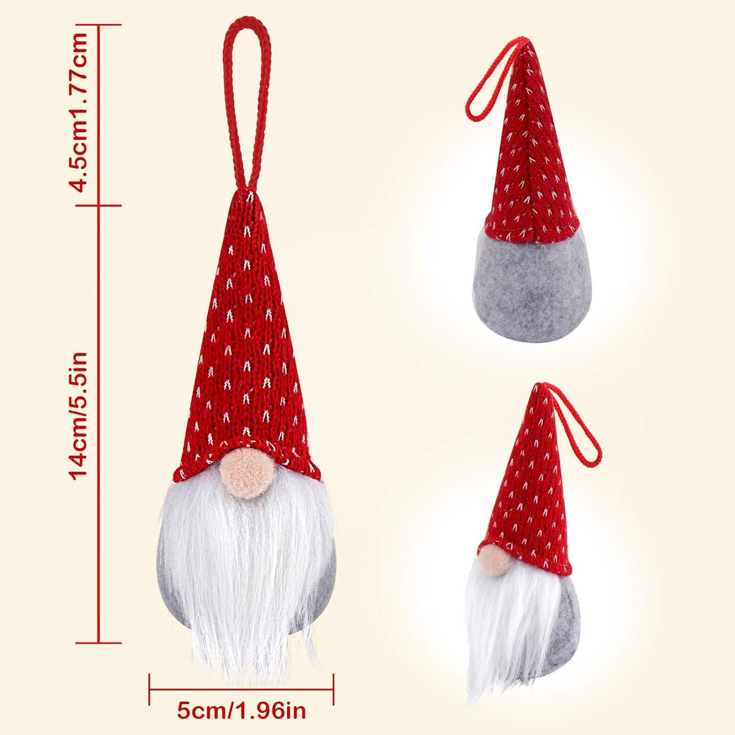 Set of 4 Gnome Christmas Ornaments, Handmade Swedish Gnomes Plush Scandinavian Santa Elf Table Ornaments Christmas Tree - Hibrides