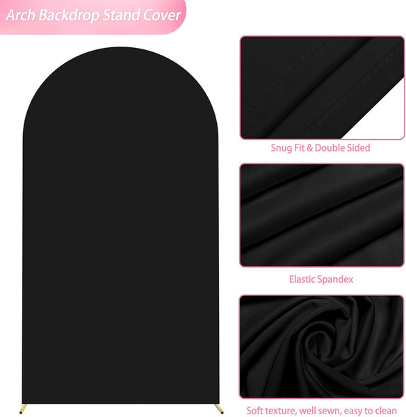 Black Spandex Fitted Arch Cover for Round Top Chiara Backdrop Stand Covers for Wedding Birthday Party Decoration