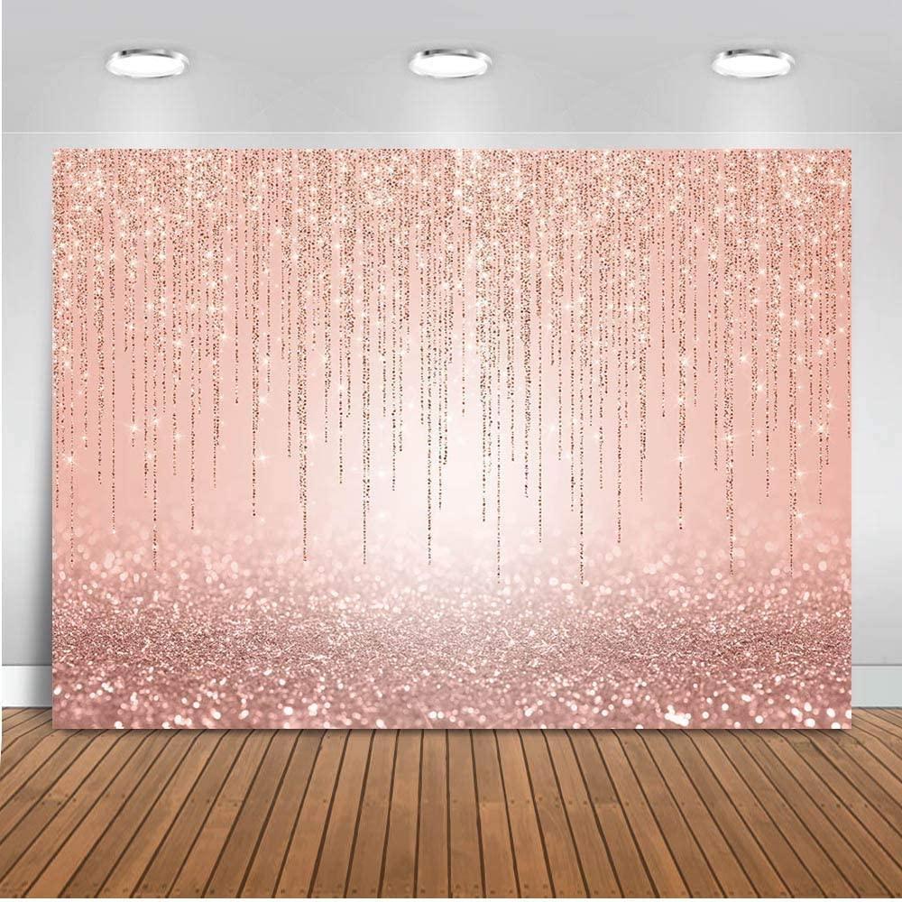 Rose Gold Glitter Backdrop Sweet 16th Girl's Birthday Party Decorations Photo Backdrops - Hibrides