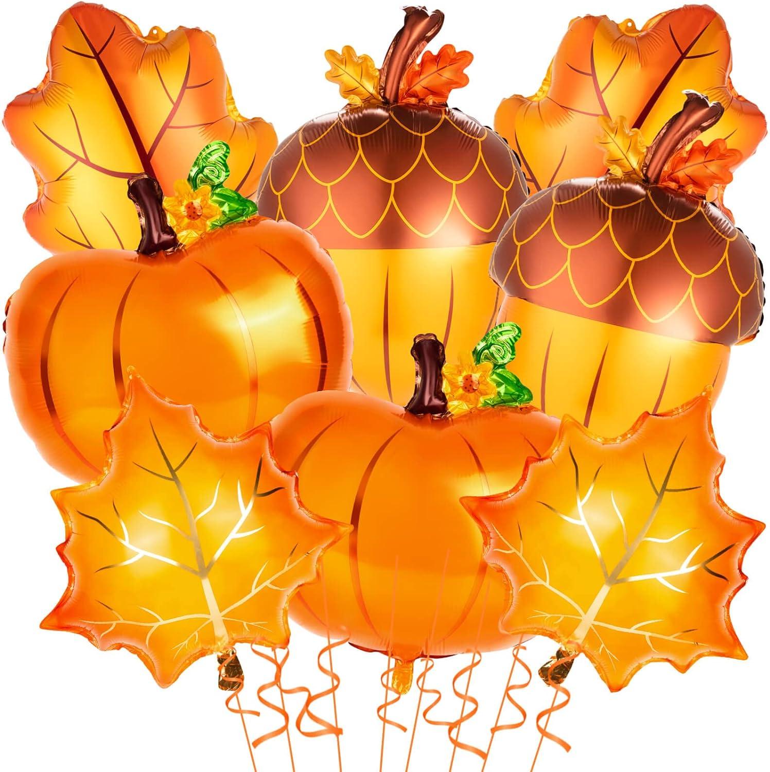 16Pcs Big Maple Leaves Acorn Balloons for Thanksgiving Home Festival Decorations - Hibrides