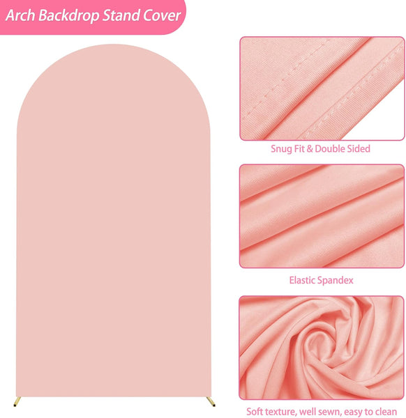 Pale Pink Spandex Fitted Arch Cover for Round Top Chiara Backdrop Stand Covers for Wedding Birthday Party Decoration