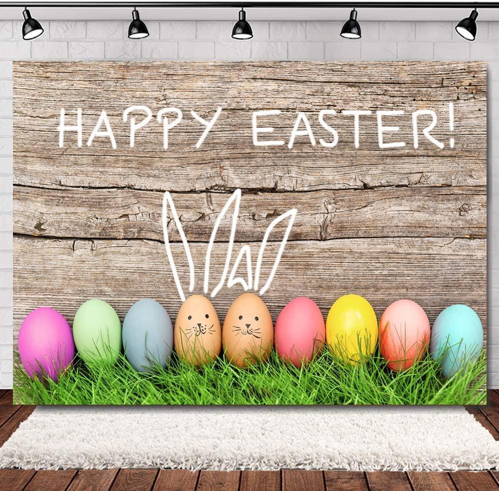 Spring Happy Easter Theme Photography Backdrop Easter Backdrop Easter Eggs Grass Plank Backdrop - Hibrides