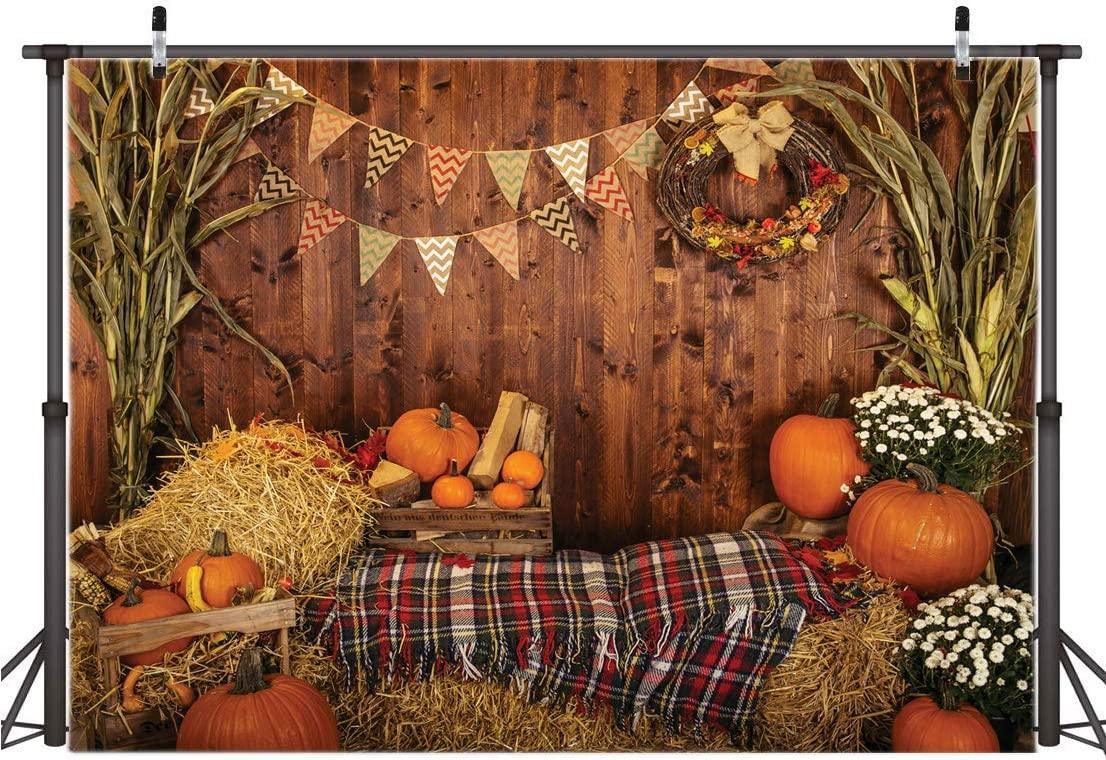 7x5FT Fall Thanksgiving Photo Backdrop Rustic Wood Board Barn Harvest Photography Background - Hibrides