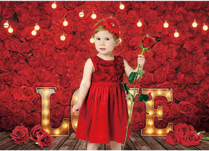 7x5FT Love Red Rose Backdrop Valentine's Day Flower Background Photography Prop Photobooth Gift - Hibrides