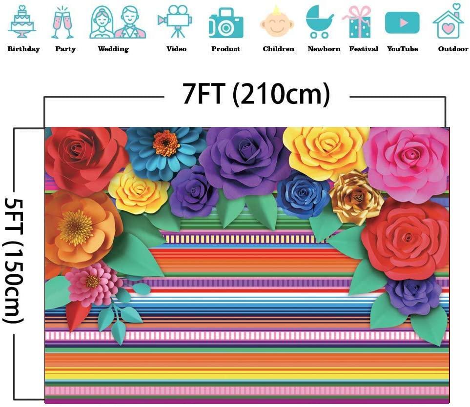 Mexican Fiesta Theme Party Colorful Striped Backdrop Fiesta Cinco De Mayo Paper Flowers Background - Hibrides