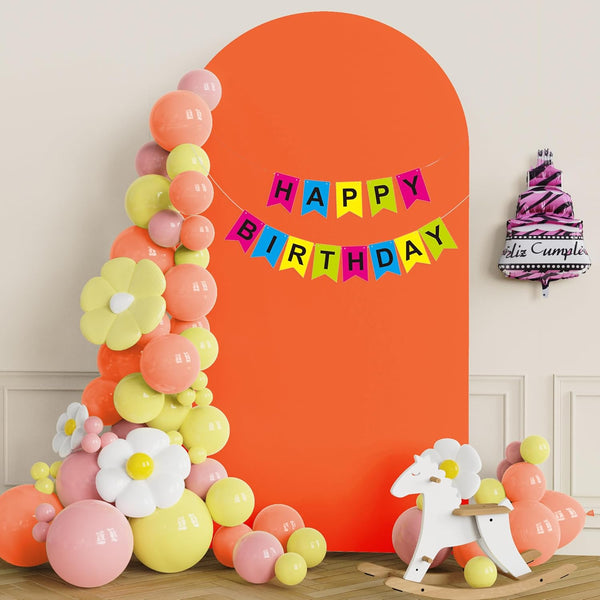 Orangered Spandex Fitted Arch Cover for Round Top Chiara Backdrop Stand Covers for Wedding Birthday Party Decoration