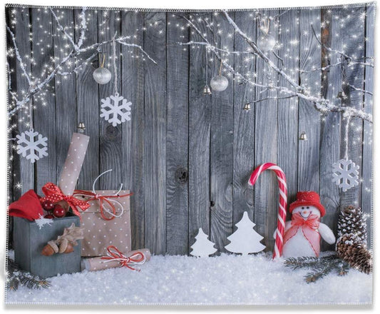7x5ft Fabric Christmas Photography Backdrop Winter Snowman Santa Gift - Hibrides