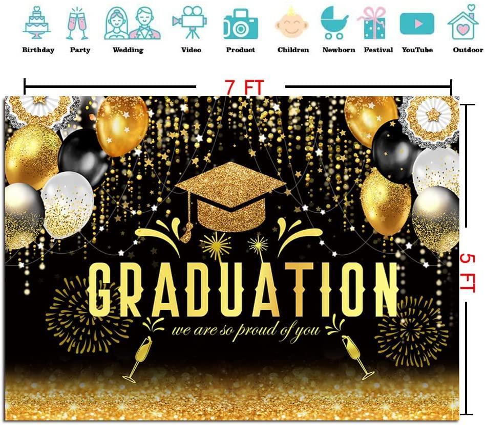 2023 Class Graduation Photography Backdrop Black Gold Glitter Graduation Party Background 2023 Congrats Grad - Hibrides