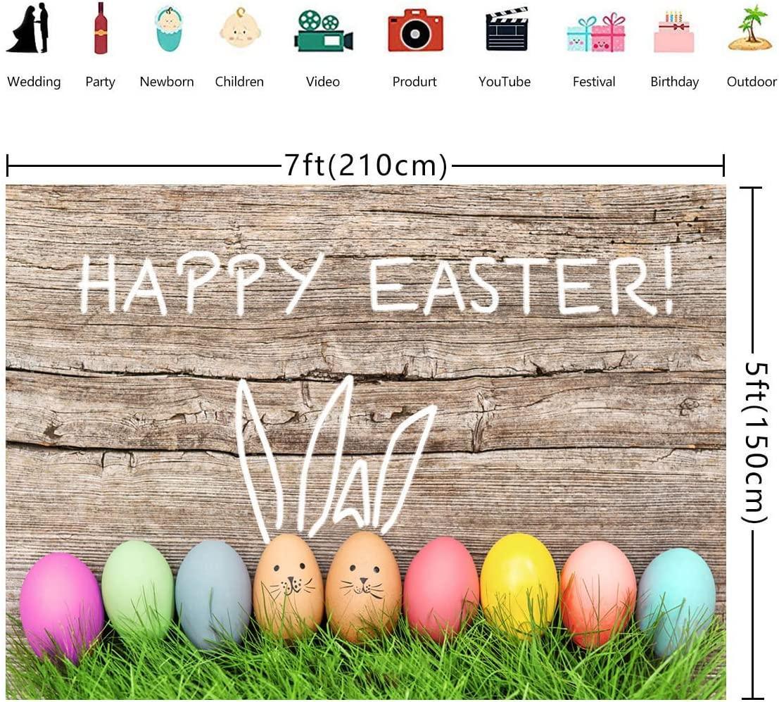 Spring Happy Easter Theme Photography Backdrop Easter Backdrop Easter Eggs Grass Plank Backdrop - Hibrides