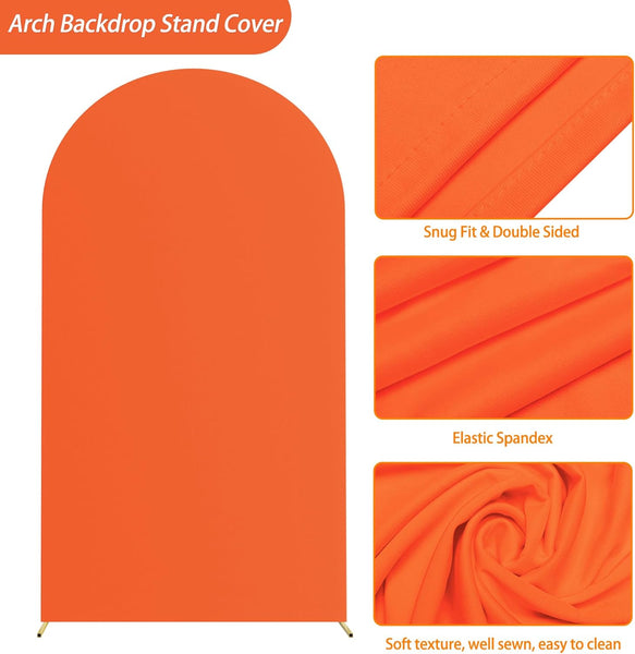 Orangered Spandex Fitted Arch Cover for Round Top Chiara Backdrop Stand Covers for Wedding Birthday Party Decoration