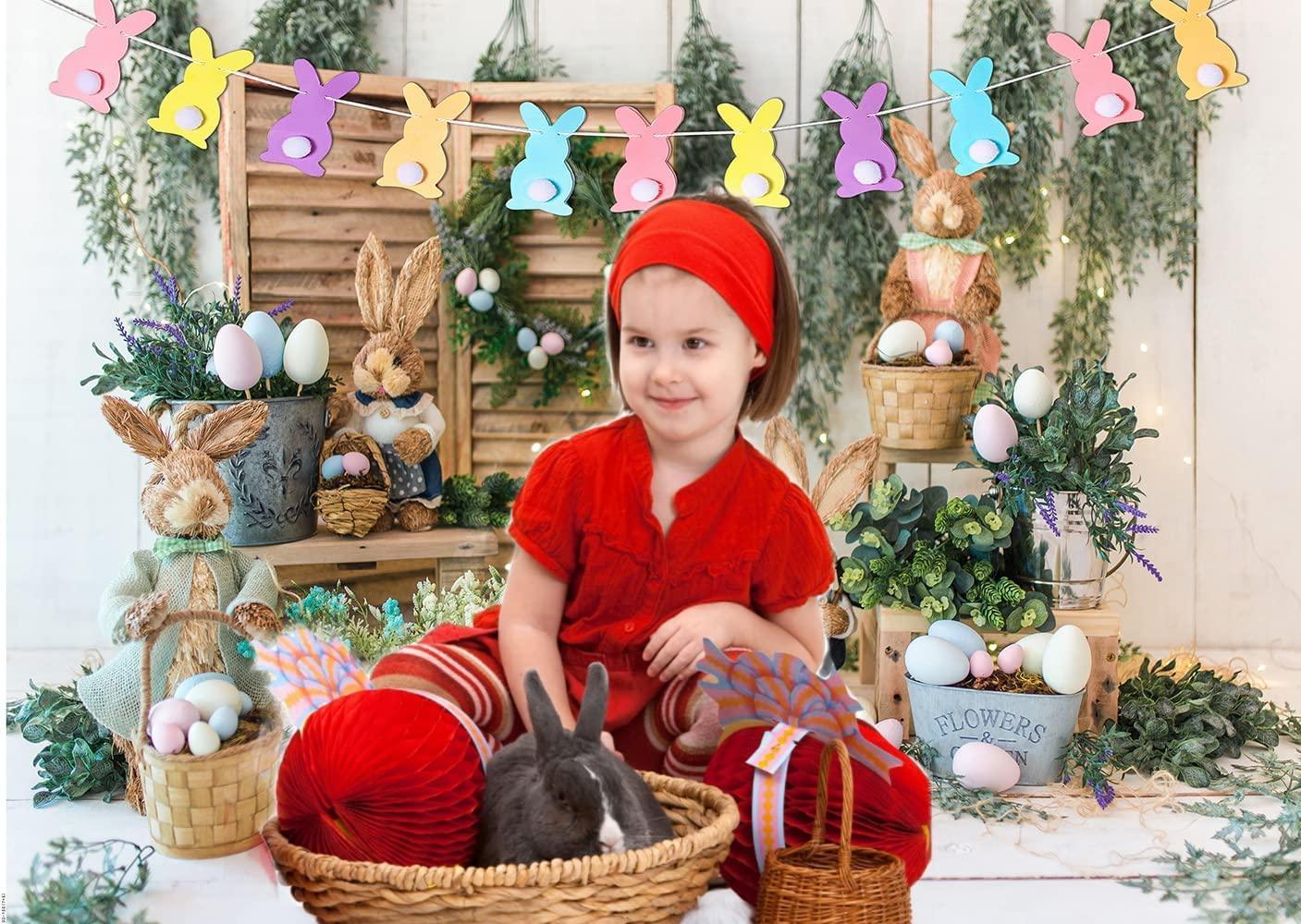 Easter Backdrop Spring Garden Rabbit Decoration Flower Stand Photography Background - Hibrides