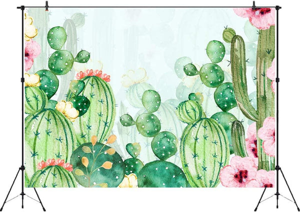 Cactus Floral Fiesta Photo Backdrop Baby Shower Bridal Shower Themed Background for Photography - Hibrides