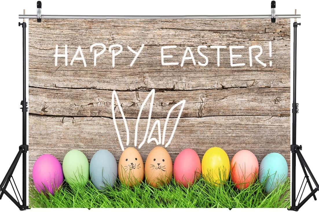 Spring Happy Easter Theme Photography Backdrop Easter Backdrop Easter Eggs Grass Plank Backdrop - Hibrides