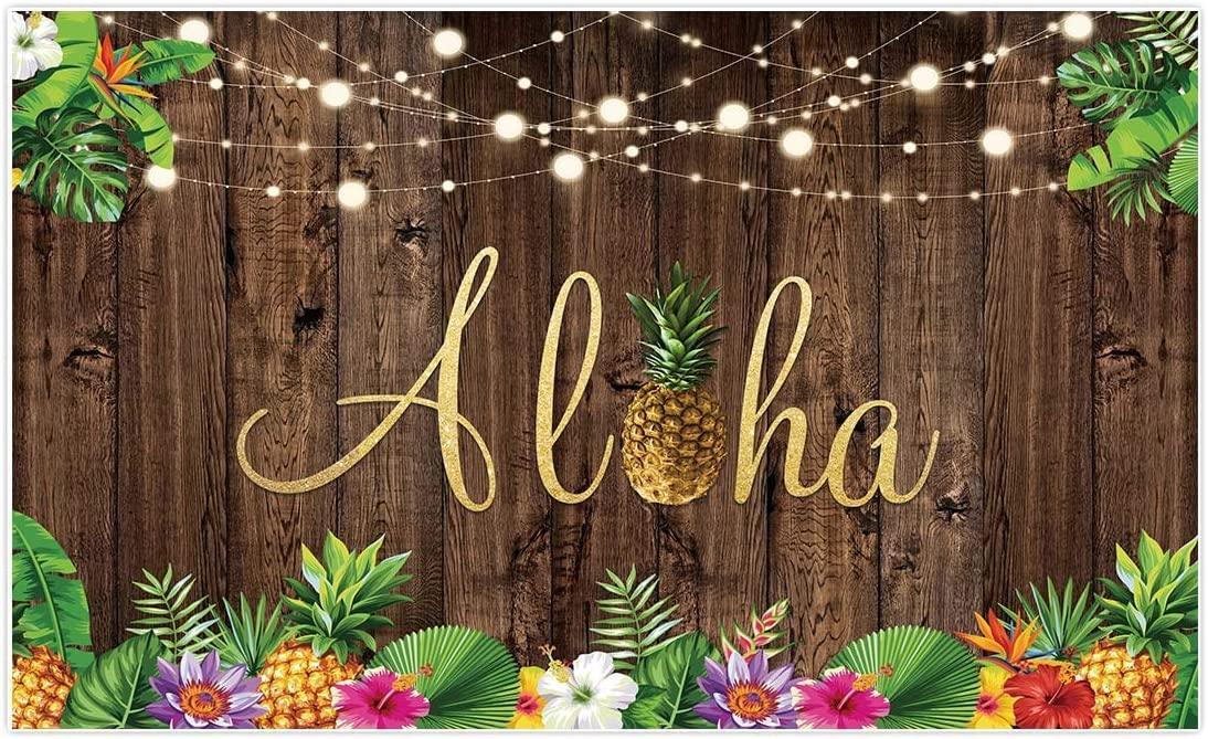 5x3ft Aloha Rustic Wooden Backdrop for Summer Tropical Hawaiian Beach Party Photography Background - Hibrides