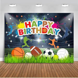 Sport Balls Theme Birthday Backdrop Basketball Tennis Football Baseball Volleyball Boys Birthday Party Background - Hibrides