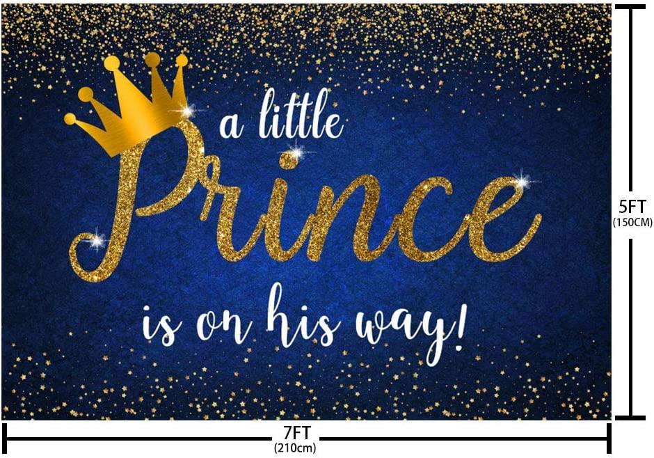 Prince Baby Shower Decoration Backdrop Royal Blue Gold Crown for Boy Baby Shower Party Photography Background - Hibrides