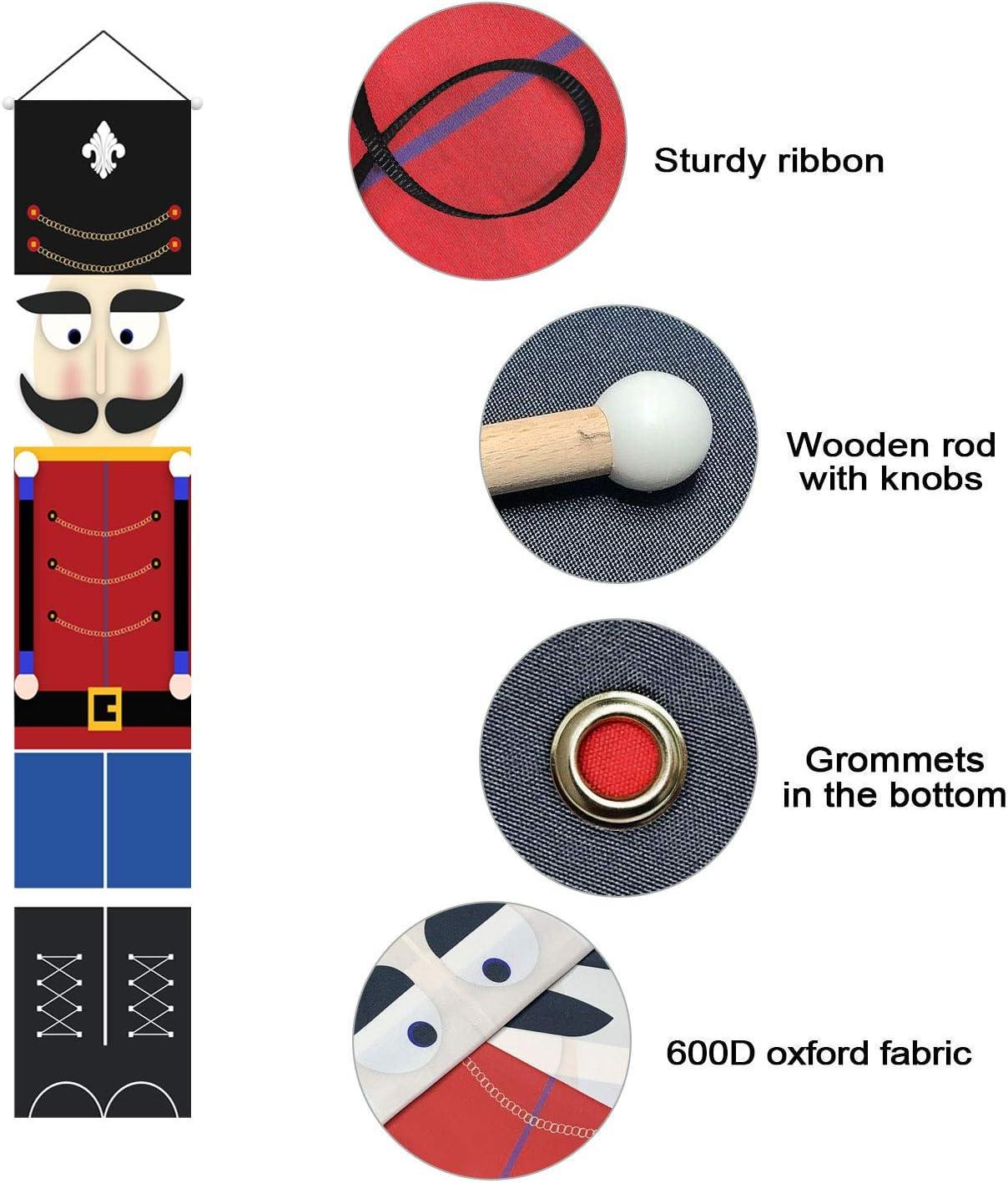 Nutcracker Christmas Decorations - Outdoor Xmas Decor - Life Size Soldier Model Nutcracker Banners for Front Door Porch - Hibrides