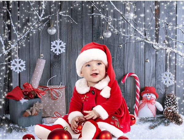 7x5ft Fabric Christmas Photography Backdrop Winter Snowman Santa Gift - Hibrides