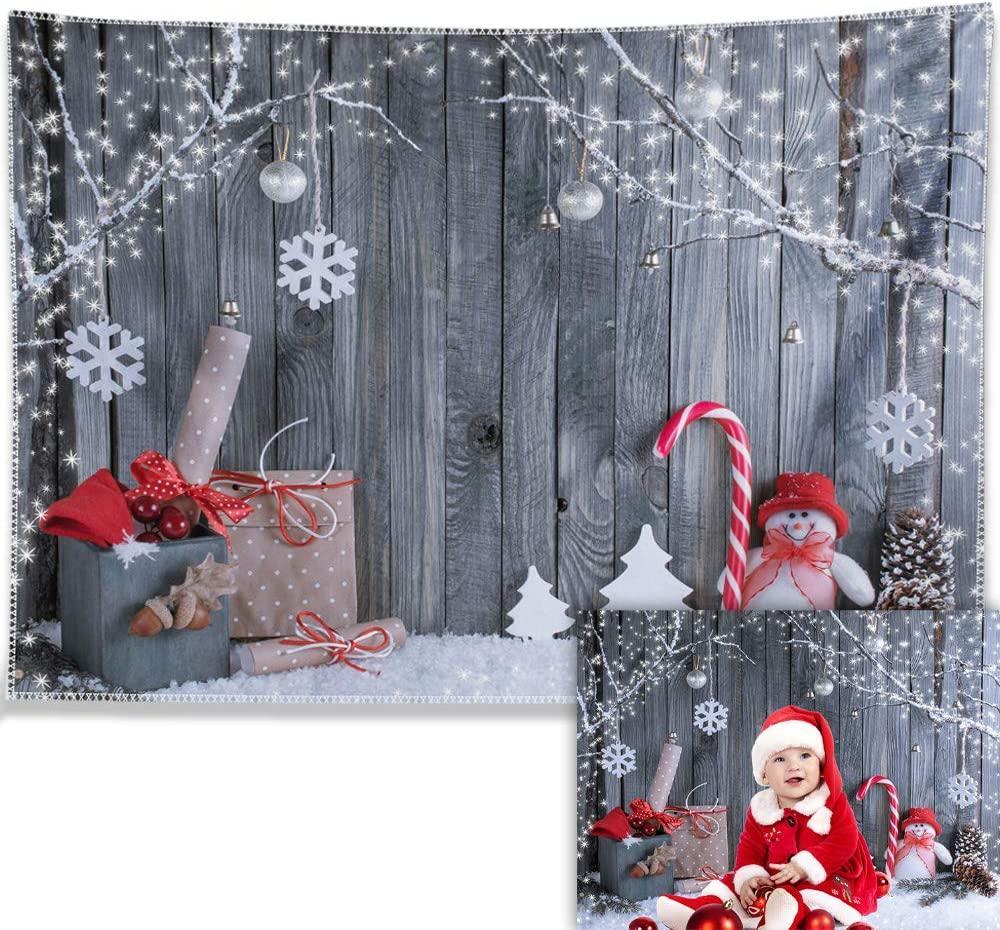 7x5ft Fabric Christmas Photography Backdrop Winter Snowman Santa Gift - Hibrides