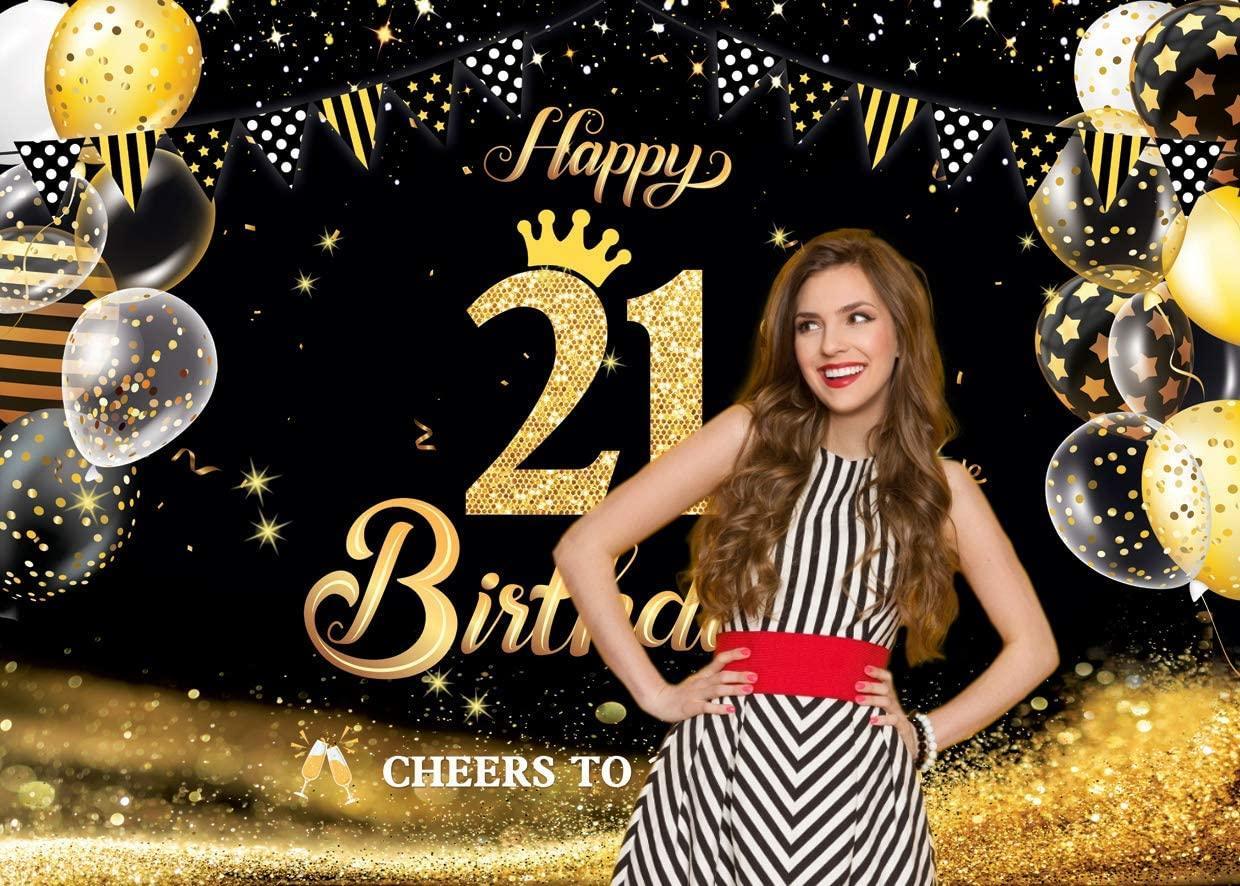 Happy 21th Birthday Backdrop Photography Cheers to 21 Years Backdrop Banners Balloons - Hibrides