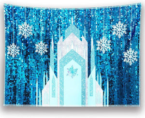 7x5 ft Fabric Ice Snow Castle Photo Backdrop Girl Birthday Party Decoration Princess Supply - Hibrides