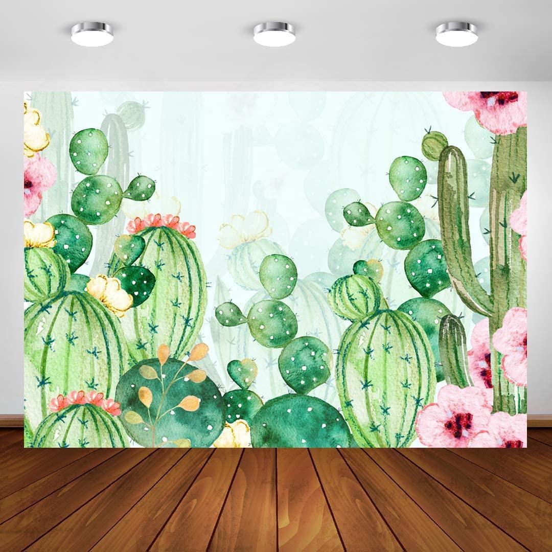 Cactus Floral Fiesta Photo Backdrop Baby Shower Bridal Shower Themed Background for Photography - Hibrides