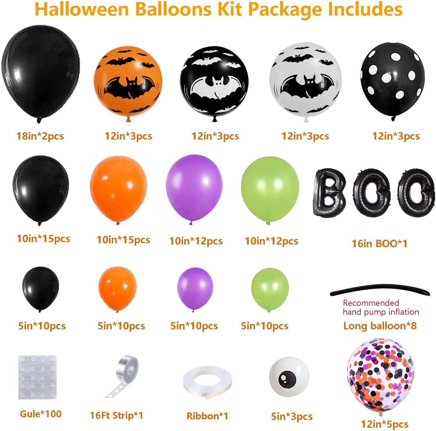 117pcs Halloween Balloon Garland Arch kit with Spider Balloons Black Orange Purple Fruit Green Confetti Balloons - Hibrides