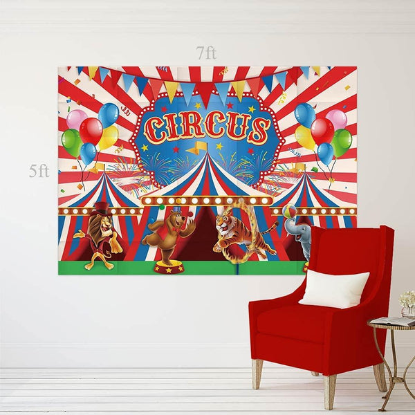 Red Stripe Carnival Circus Theme Photography Backdrop for Children Kids 1st Birthday Party - Hibrides