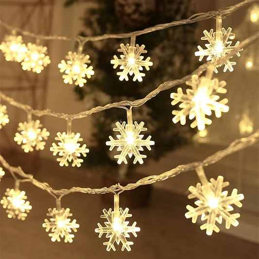 20ft 40 LED Snowflake String Lights Battery Operated Fairy Lights for Bedroom Room Party Home Xmas Decor - Hibrides