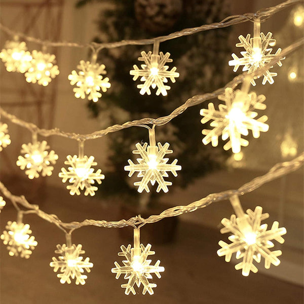 20ft 40 LED Snowflake String Lights Battery Operated Fairy Lights for Bedroom Room Party Home Xmas Decor