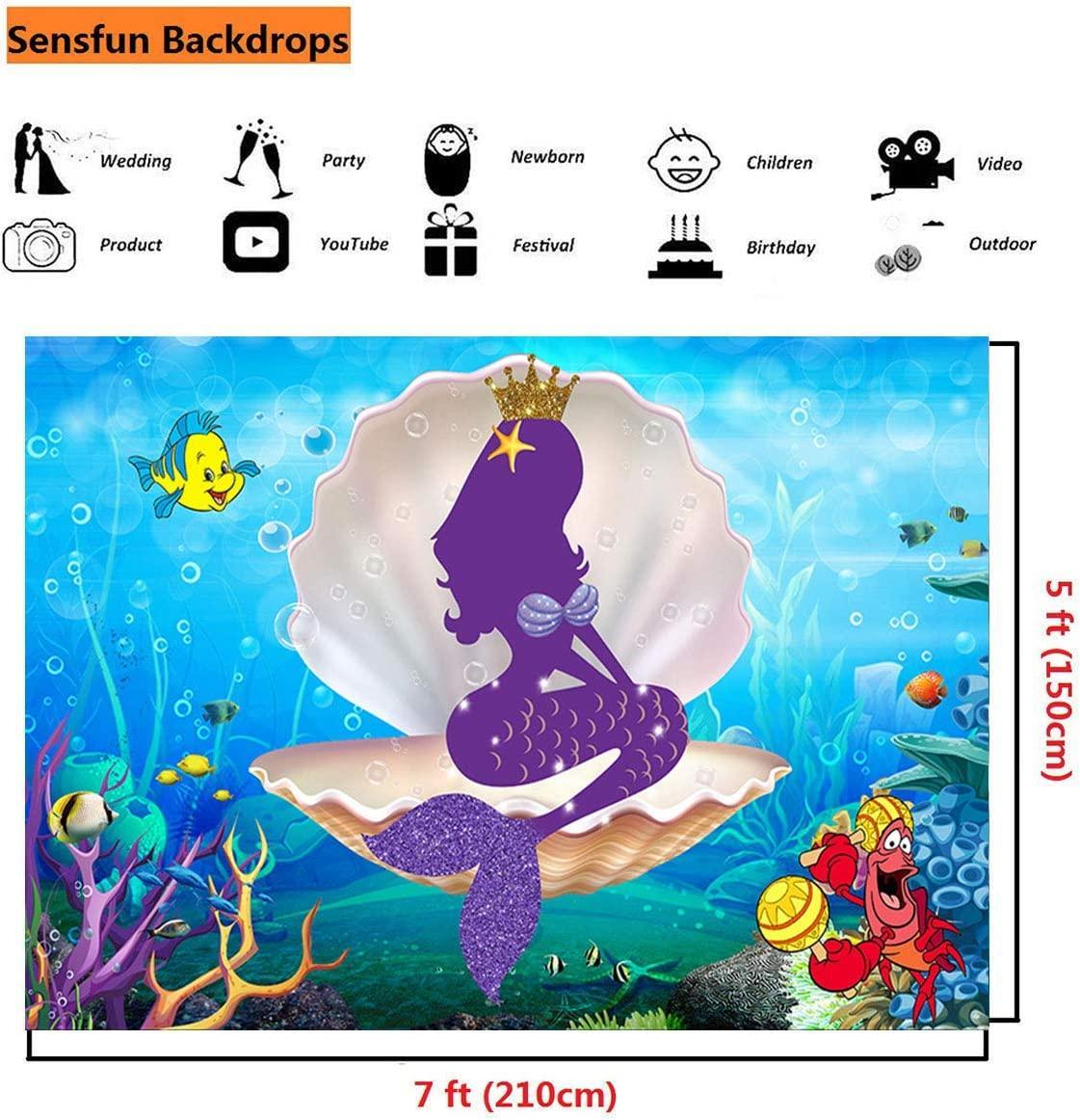 Mermaid Theme Photography Backdrop Little Mermaid Princess Underwater World Photo Background - Hibrides