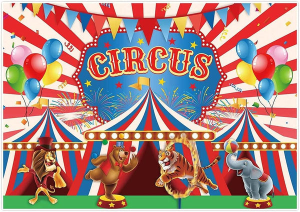 Red Stripe Carnival Circus Theme Photography Backdrop for Children Kids 1st Birthday Party - Hibrides