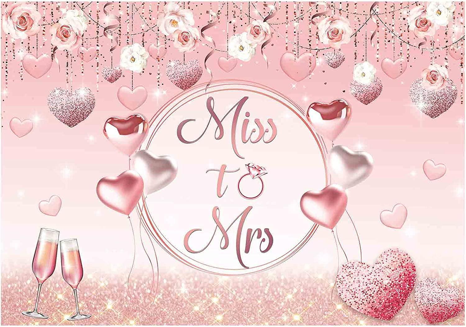 7x5ft Rustic Miss to Mrs Bridal Shower Backdrop Green Forest Leaves Floral Background - Hibrides