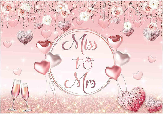 7x5ft Rustic Miss to Mrs Bridal Shower Backdrop Green Forest Leaves Floral Background - Hibrides