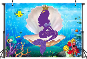 Mermaid Theme Photography Backdrop Little Mermaid Princess Underwater World Photo Background - Hibrides