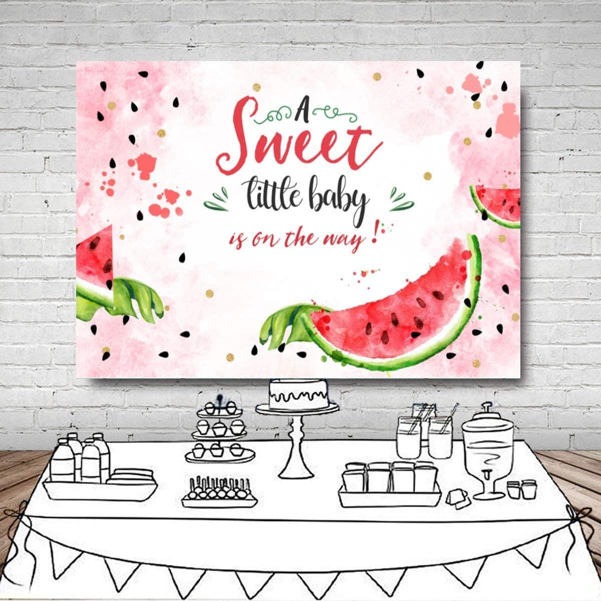 Pink Watermelon Baby Shower Backdrop Summer One in A Melon Watercolor Watermelon Theme Photography Background - Hibrides