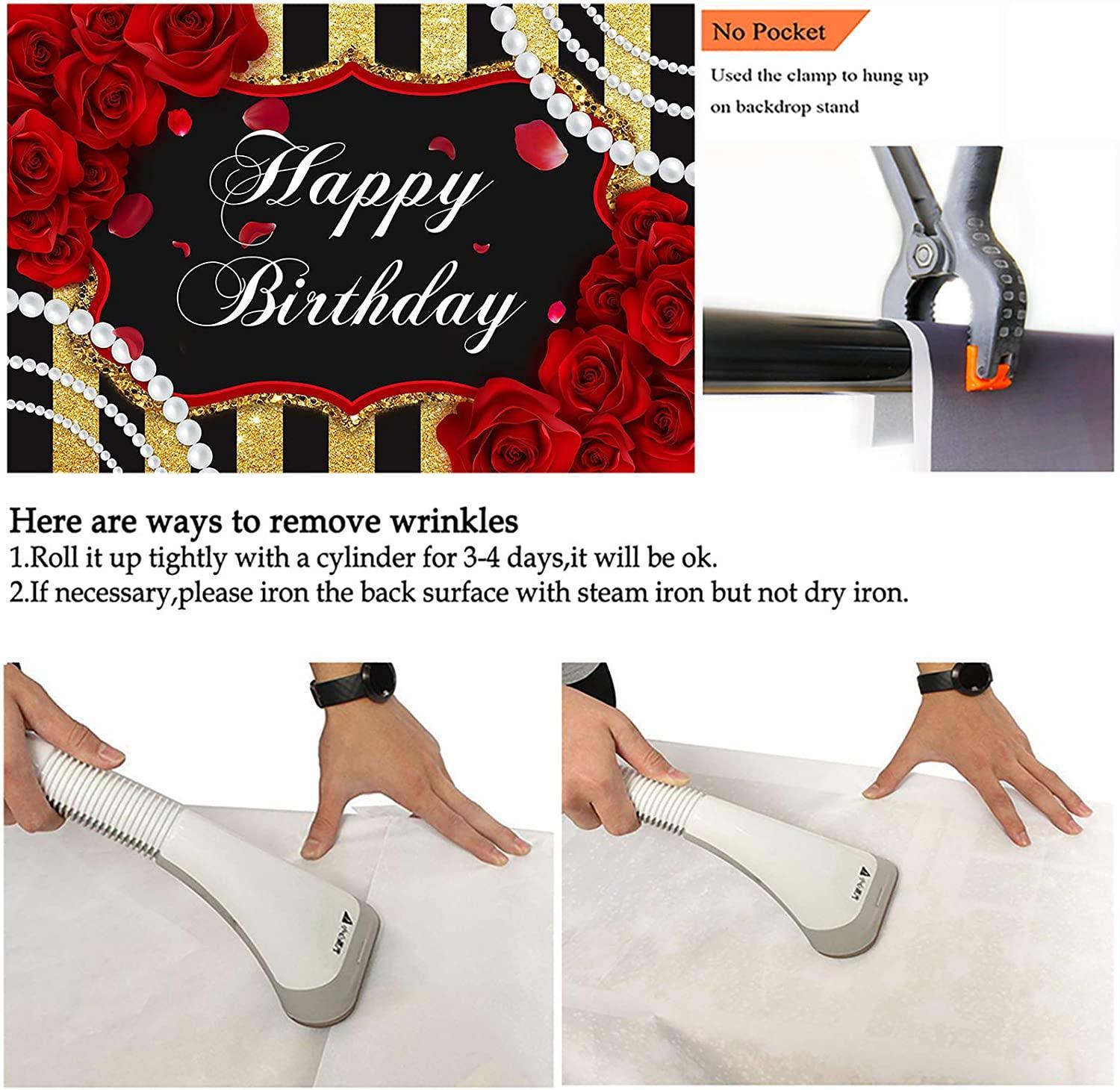 Red Rose Birthday Backdrop for Girls Woman Party Decorations Red Roses Floral Pearl - Hibrides