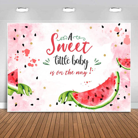 Pink Watermelon Baby Shower Backdrop Summer One in A Melon Watercolor Watermelon Theme Photography Background - Hibrides