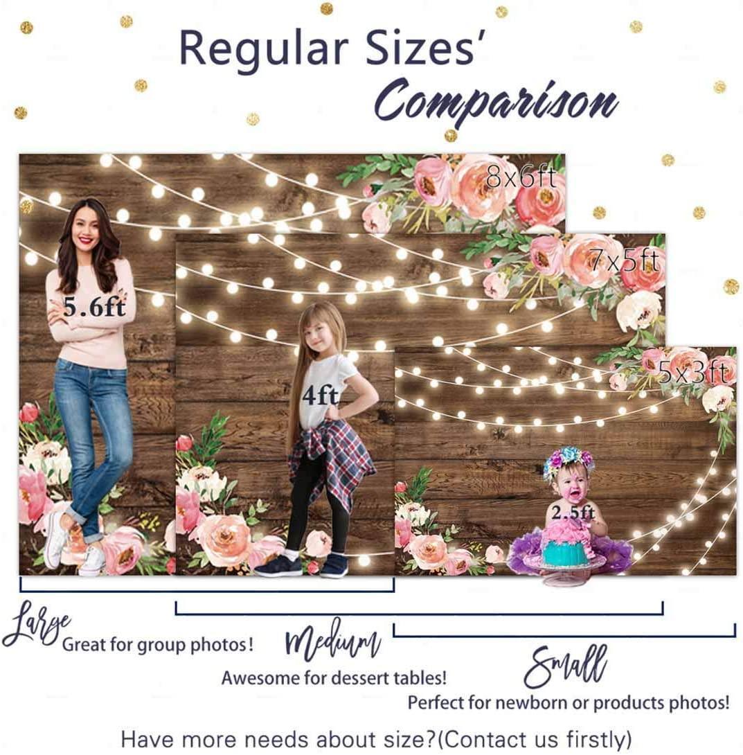 Fabric Rustic Floral Wooden Backdrop for Baby Shower Bridal Wedding Studio Photography - Hibrides