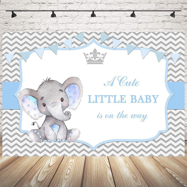 Boy Elephant Baby Shower Backdrop Little Baby Elephant Baby Shower Photography Background - Hibrides