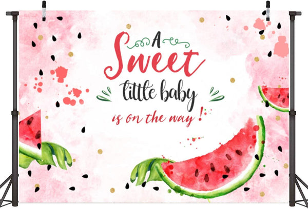 Pink Watermelon Baby Shower Backdrop Summer One in A Melon Watercolor Watermelon Theme Photography Background - Hibrides
