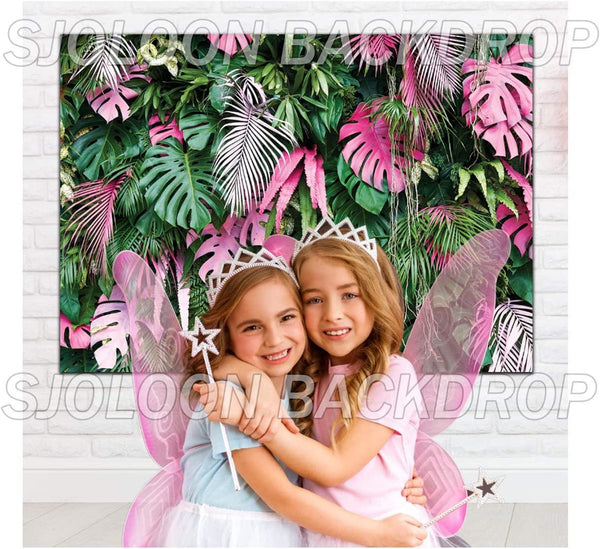 Jungle Green Leaves Backdrop Tropical Plants Photography Backdrop for Baby Birthday Party - Hibrides