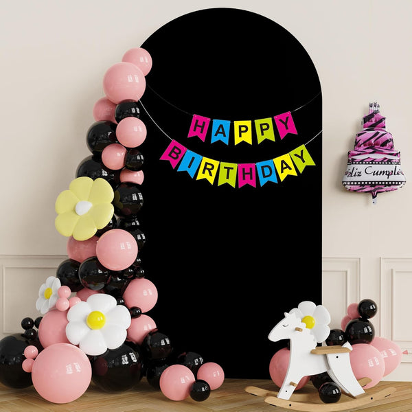 Black Spandex Fitted Arch Cover for Round Top Chiara Backdrop Stand Covers for Wedding Birthday Party Decoration