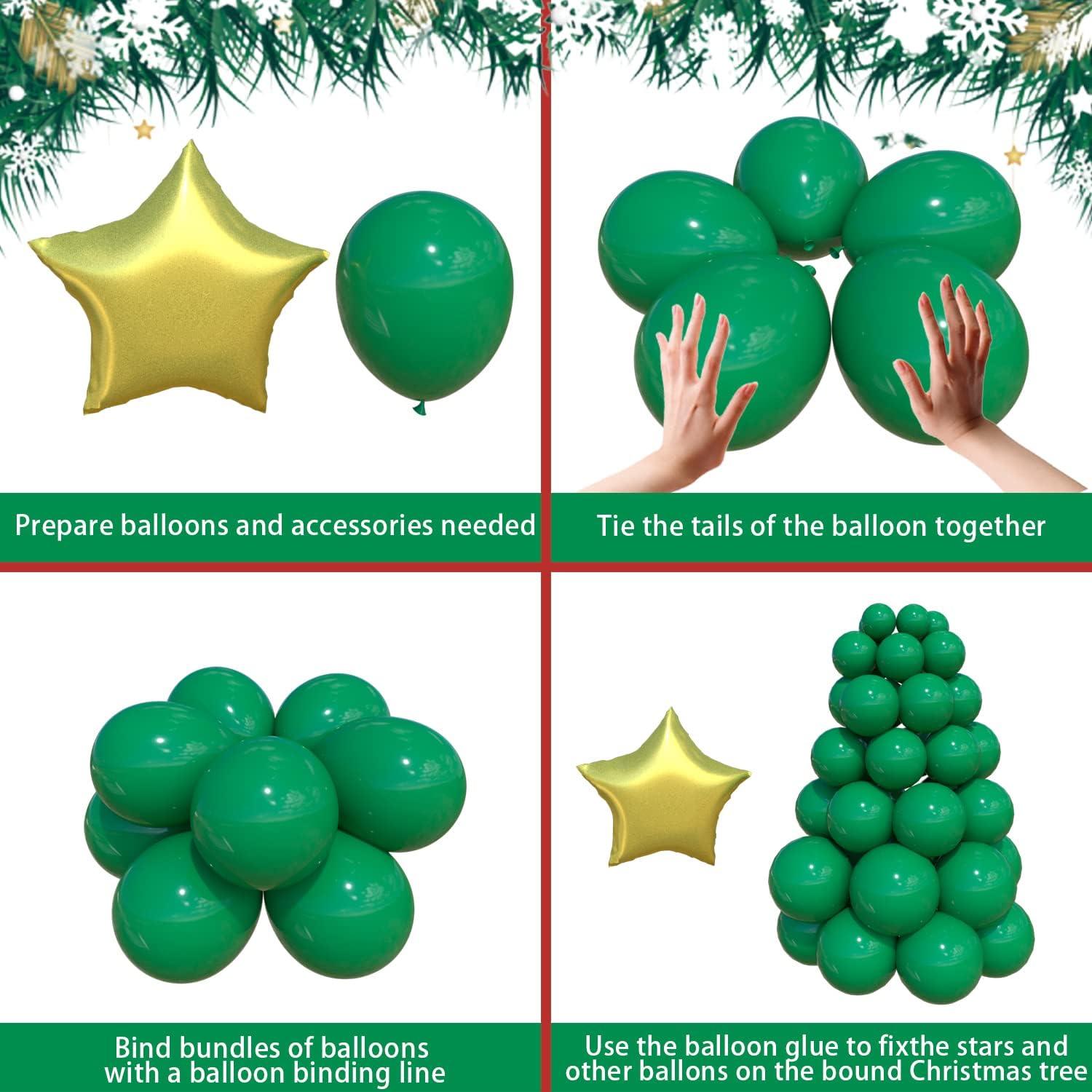 200PCS Christmas Balloons Garland Arch Kit Tree Red Green Metallic Golden White Latex Balloon for X-Mas Festival Birthday - Hibrides
