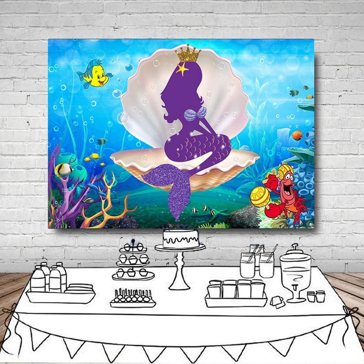 Mermaid Theme Photography Backdrop Little Mermaid Princess Underwater World Photo Background - Hibrides