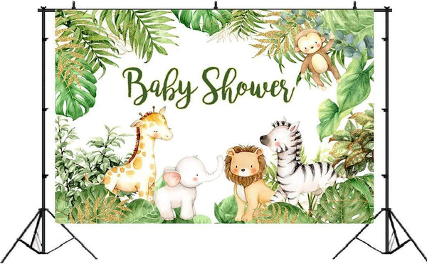 Safari Animals Baby Shower Photography Backdrop Jungle Baby Shower Background - Hibrides